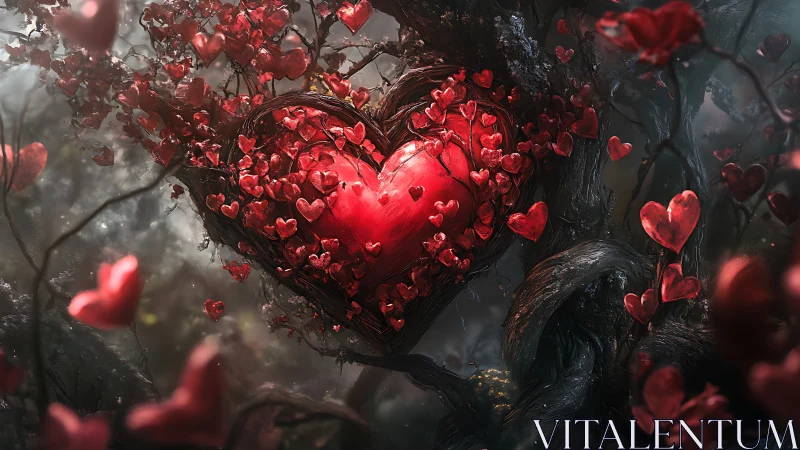 Luminous Heart Blooming Among Enchanted Branches.