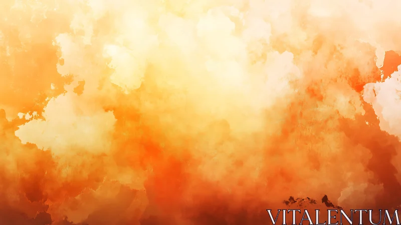 Radiant orange atmospheric gradient with diffuse cloud textures