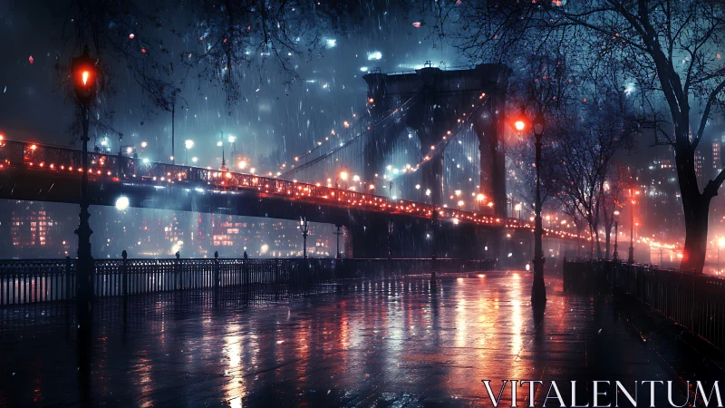 Rain soaked bridge of neon ghosts and midnight reflections.