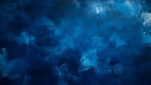 Deep blue abstract textured painting with expressive brushstrokes.