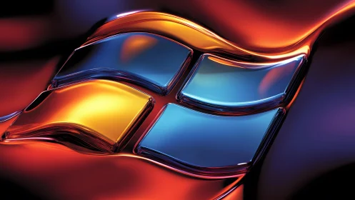 Glossy Windows Logo in Vibrant Abstract Digital Art Style.