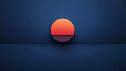Minimal sunset sphere over deep blue geometric background.