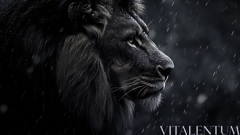 Midnight lion monarch carved from storm and shadow.