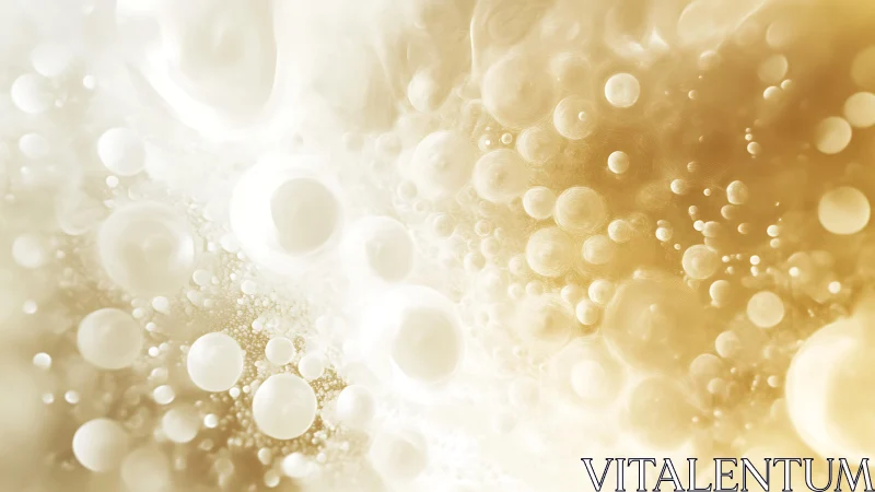 Abstract golden bubbles in soft dreamy background, macro style.