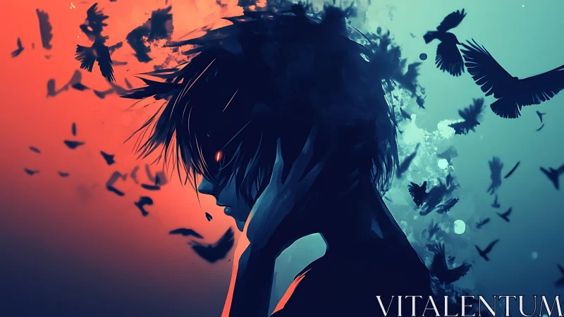 Midnight thoughts unravel as birds shred the painted sky