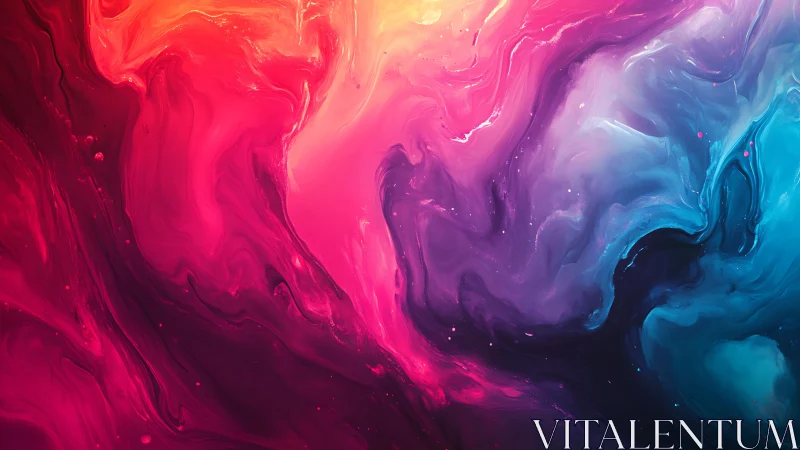 Digital painting gradient vortex with fluid chromatic fields.