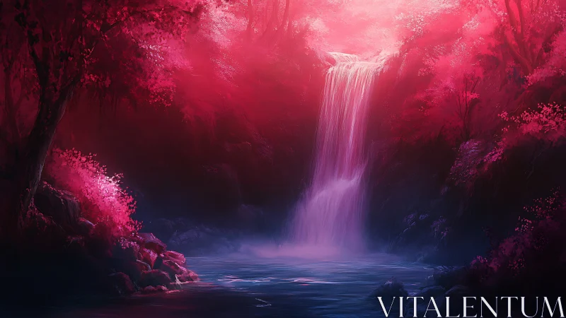 Crimson Dreamfall Cascade in a Secret Neon Forest.