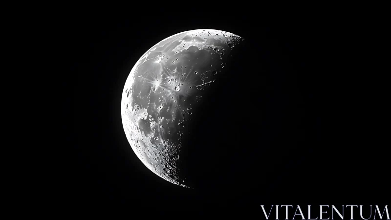 Gentle crescent moon glowing softly in the quiet night sky.