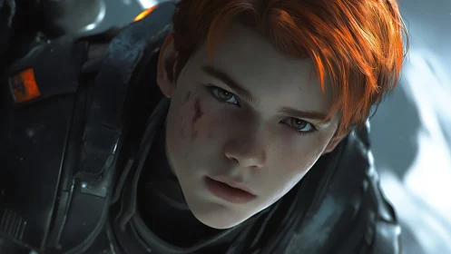 Freckled starfighter steadies resolve in cold metallic dusk