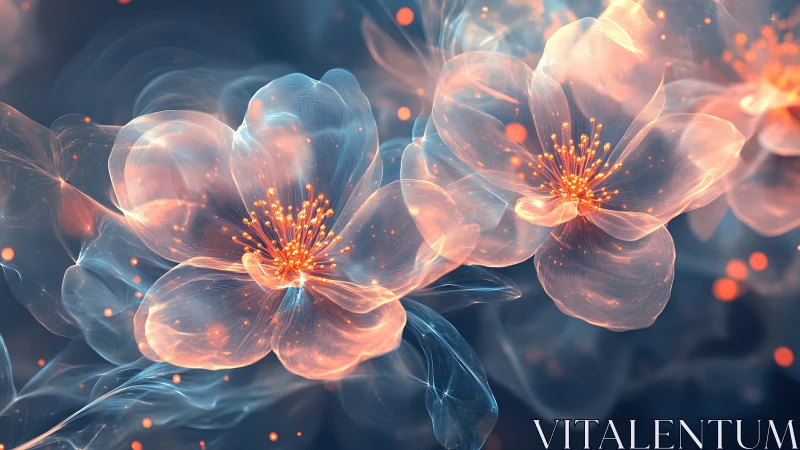 Luminous glass blossoms drifting through nebula dusk.