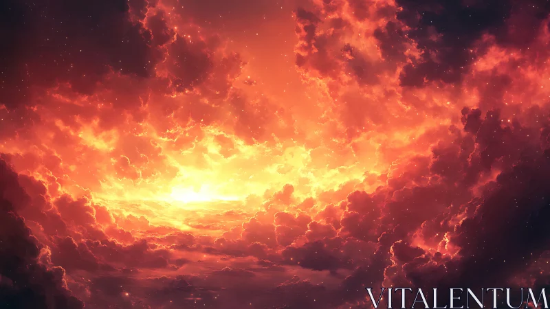 Luminous Celestial Rupture: Solar Breach Through Turbulent Cloud Formations.