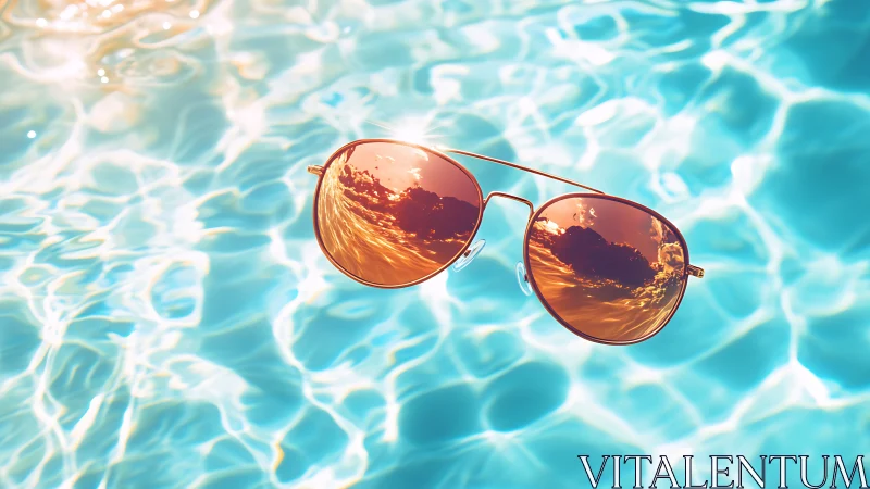 Sunlit aviators drifting above a dream-bright poolscape.
