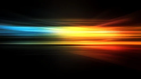 Vivid horizontal light streaks in digital abstract style.