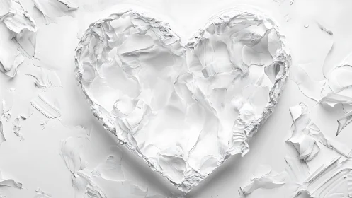 Heart Sculpted White Paint Textured Abstract Form