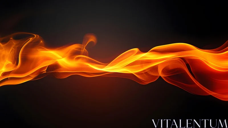Abstract flowing orange flames on black background digital art.
