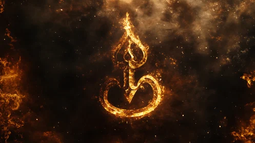 Incandescent Teardrop: Fire-Outlined Heart Symbol on Dark Ambient.