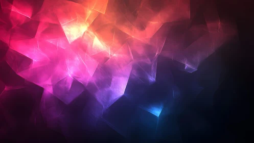 Vibrant Abstract Polygonal Pattern with Neon Light Effects.