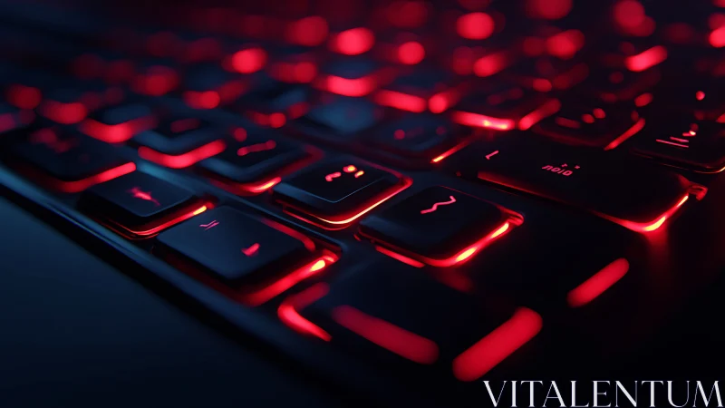 Mechanical keyboard keys glow with intense red backlight.