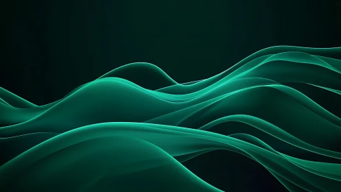 Emerald translucent waves flow across a dark horizon.