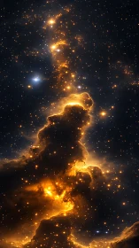 Star-forged nebula spire blazing through velvet night sky.