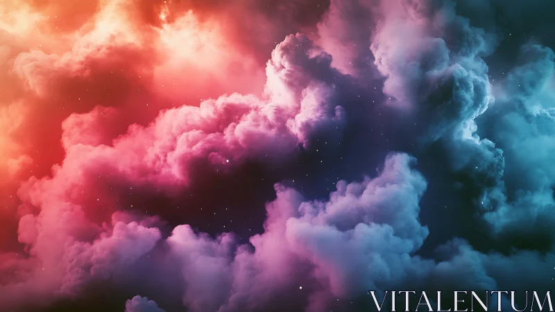 Colorful nebula style cloudscape in pink, blue, violet.