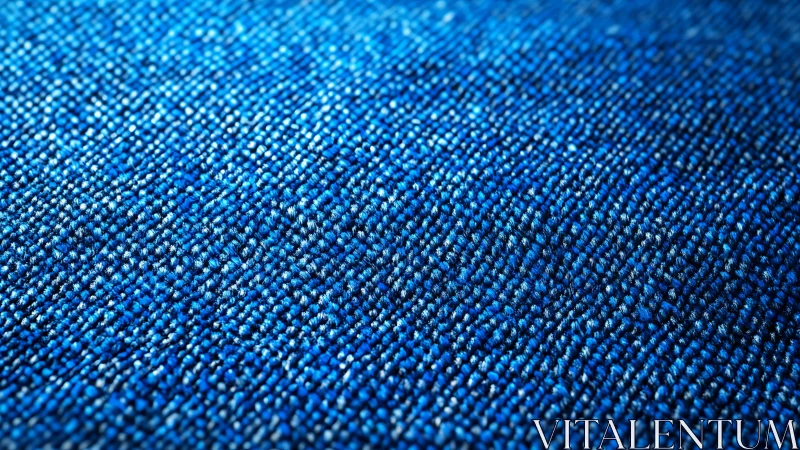 Macro photograph shows dense blue woven textile surface