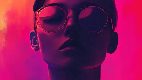 Neon-gradient portrait in high-contrast digital painting profile.