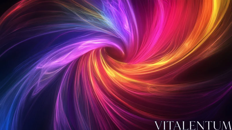 Digital painting vortex of spectral light ribbons in motion.