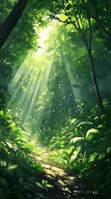 Cathedral of Verdant Light: Where Sunbeams Dance Through Ancient Green