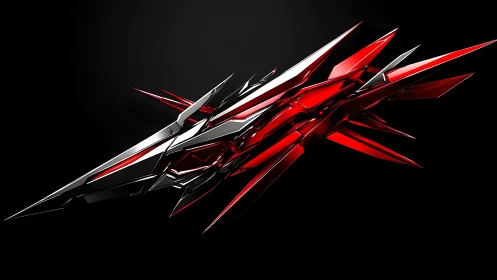 Futuristic red and black abstract 3D geometric shard design.