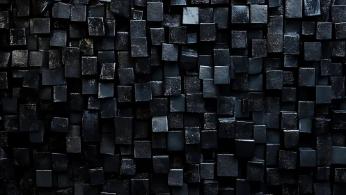 Abstract 3D Black Cubes Pattern with Textured Surface Effect.