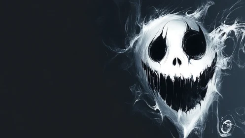 Ghostly smoke skull screams from the darkness with feral energy