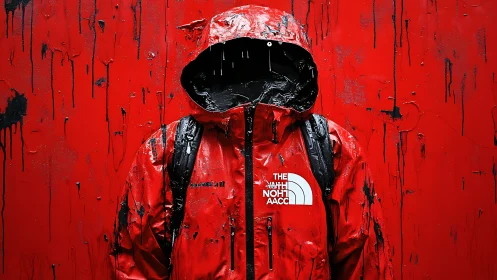 Bold Red Jacket Stands Out Against Vibrant Crimson Background