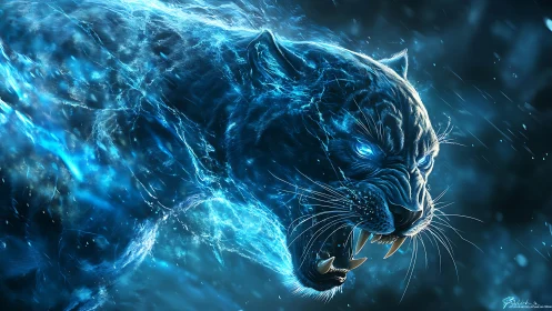 Electric Fury: Neon Jaguar Erupts.