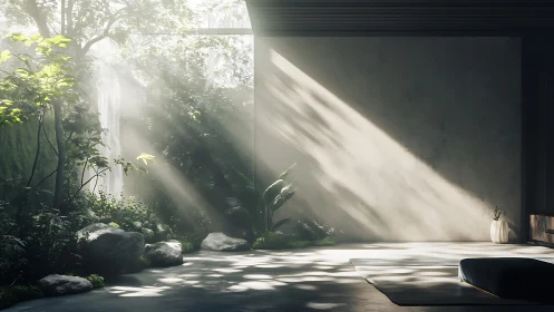 Sunlit indoor garden corner inviting quiet, peaceful moments.