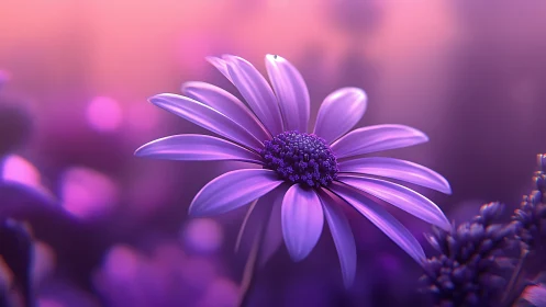 Purple Daisy Dreaming in Violet Bloom Symphony