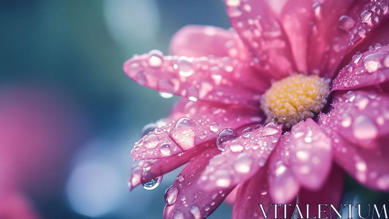 Pink Flower Petals Glisten With Fresh Raindrops