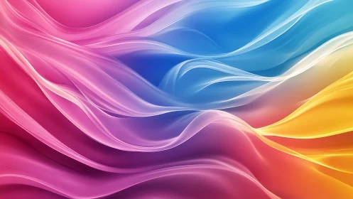 Digital gradient waveforms with translucent chromatic ribbons.