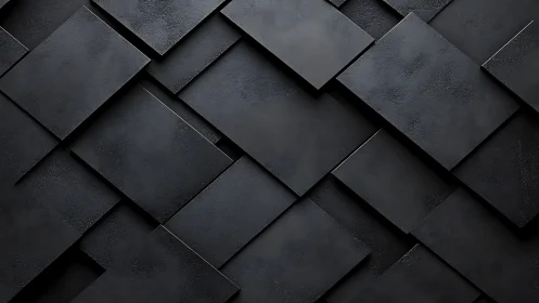 Overlapping black rectangular panels create a staggered grid