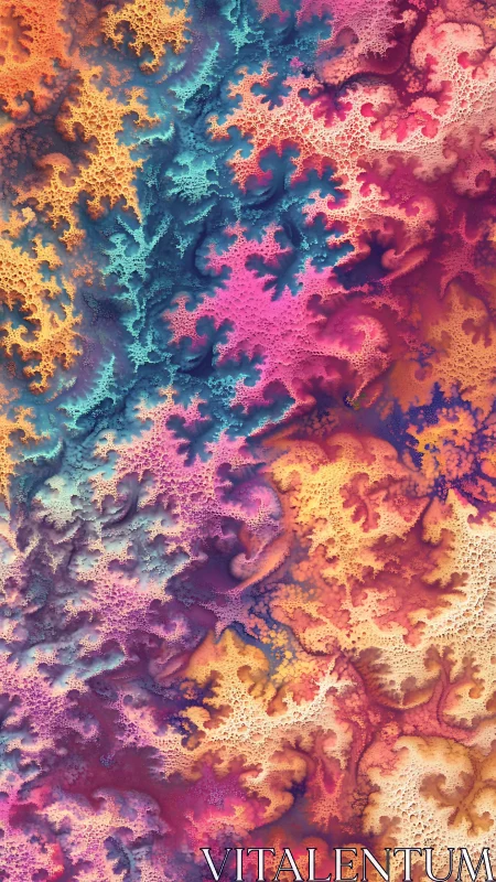 Fractal coral storms collide in a prismatic digital seascape