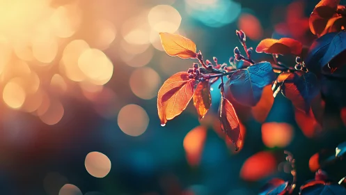 Glowing sunset leaves welcome the gentle warmth of evening