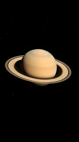 Saturn’s quiet rings drifting through velvet-black space.