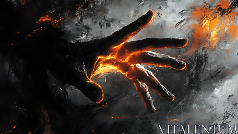 Volcanic hand study with molten luminosity and gestural motion.