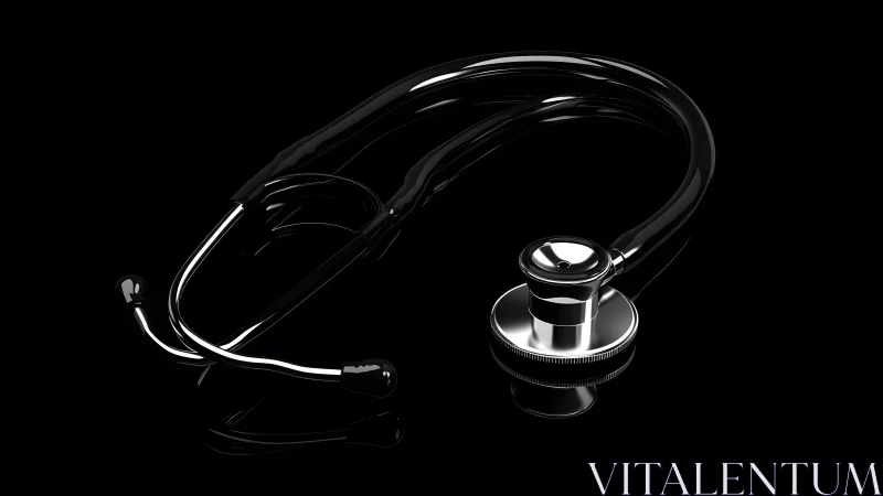 Stethoscope in dramatic lighting, modern medical equipment photo.