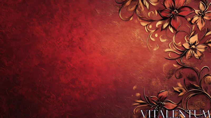 Crimson Garden: Elegant Florals Bloom in Warmth.