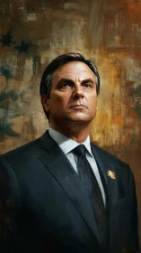 Formal portrait depicts suited male subject in profile view