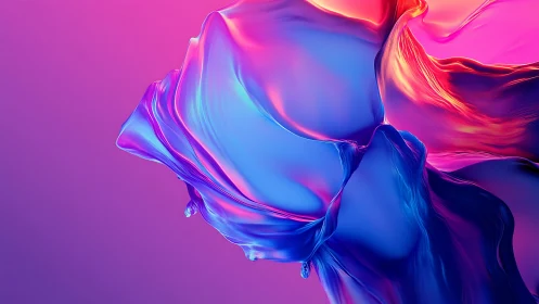 Abstract flowing shapes in neon blue and pink gradients.