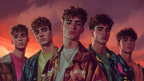 Five sunset doubles hold one mood across painted skies