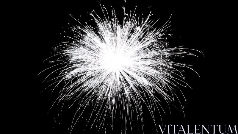 Brilliant white firework bloom lights up the night sky