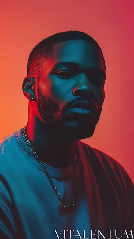 Neon shadows carve a cool silhouette in electric warmth